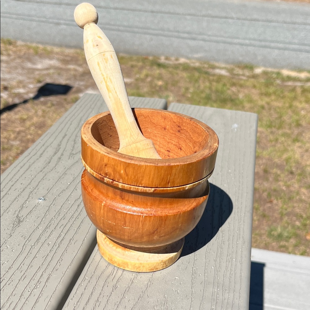 Vintage Wooden Mortar and Pestle Set